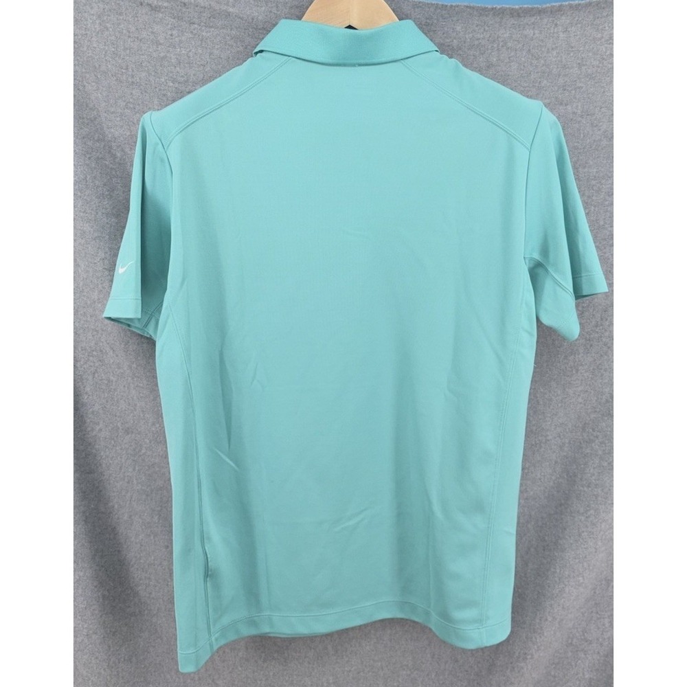 Nike Golf Mens Medium Polo Dri Fit‎ Teal Solid Performance Embroidered Logo - Picture 6 of 7